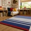 Imperial Knots Blue Stripes Hand Woven Cotton Dhurrie 4x6 Feet