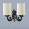 Devansh Metal Electric Wall Light in Antique Gold Colour with off-white Shade Count of 2 Lights