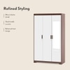 Miller 3 Door Wardrobe With Mirror and Lock in Two Tone Finish
