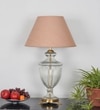 Mystic Hand Cut Rippled Glass And Brass Casted Metal Table Lamp With Beige Cotton Shade