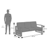 Moreno 3 Seater Solid Wood Sofa in Danish Walnut Finish and Almond Beige Fabric