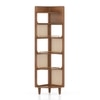 Brisa Solid Wood and Cane Corner Bookshelf In Amber Walnut Finish