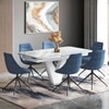 Caribu 6 To 8 Extendable Dining Table With 6 Doris Swivel Accent Chairs (Chair Colour- Blue, Finish- White High Gloss)