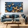 The Castle Decor Golden Butterfly Wall Art Set of 5 Wooden Framed Digital Painting 27x48 Inch