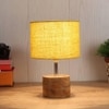 Anne Yellow Natural Fiber Shade Table Lamp with Natural Wooden Base