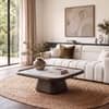 Lazo Solid Wood And Aravali Marble Square Coffee Table In Dark Chestnut Finish
