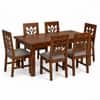 Globally Indian Vedansh Solid Sheesham Wood 6 Seater Dining Table Set 6 Chairs Grey