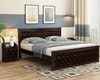 Moglis Solid Wood King Size Bed Without Storage Bed In Walnut Finish