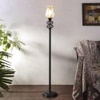 Reed Multicolour Glass Floor Lamp with Black Iron Base