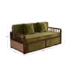 Dhuni Solid Wood Sofa cum bed With Rattan Cane Designed  In Provincial Teak Finish