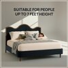 Solara Wave Luxe Queen Size Bed in velvet With Oak wood Frame & Hydraulic Storage