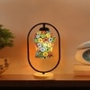 Devansh Multicolor Glass Wooden & Iron  Table Lamp -17 Inch Height  -Af