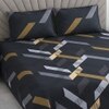 Xara Dark Blue Geometric 400 TC Cotton Flat Double Queen Size Bedsheet with 2 Pillow Covers – Threads