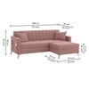 Convil Velvet L Shape 4 Seater Sofa in Pink Color