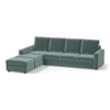 Apollo Sofa (Colour : Dusty Turquoise Velvet, Cushion : Soft, Back Type : High Back, Seating Capacity : Left Aligned 3 Seater + Left Aligned Chaise + Ottoman)