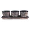 Metal Table Planters With Tray Set Of 4 In Copper And Black Colour