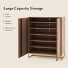 Nina 24 Pairs Solid Wood Shoe Cabinet In Amber Walnut Finish