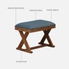Calvebrook Solid Wood Ottoman in Blue Fabric