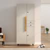 Hexa Red Wooden 2 Door Wardrobe with Drawer and Hanging Space in Giant Wood and Frosty White Colour