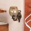 Devansh Metal Electric Wall Light in Antique gold Colour with Lavender Shade Count of 1 Light