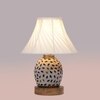 Devansh Off-White Cotton Shade Cross Pleated Lamp With Wood & Mosaic Glass Base For Decoration/Office/Home/Gifting/Study For Decoration/Office/Home/Gifting/Study