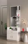 Hexa Red Engineered Wood Dressing Table in Frosty White Colour