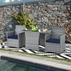 Carry Bird Wicker Patio Furniture Outdoor Balcony Chairs In Grey And Navy Blue Colour