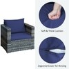 Carry Bird Wicker Patio Furniture Outdoor Balcony Chairs In Grey Mix And Navy Blue Colour