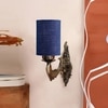 Devansh Metal Electric Wall Light in Antique Gold Colour with Blue Shade Count of 1 Light
