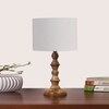 Devansh Grey Cotton Table Lamp With  Wood Natural Base (7X7X15.5 Inches)-7