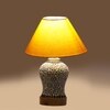 Devansh Conical Yellow Cotton Shade Lamp With Wood & Mosaic Glass Base For Decoration/Office/Home/Gifting/Study For Decoration/Office/Home/Gifting/Study -(10X10X14.5) Inches -A
