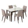 Matteo Engineered Wood 4 Seater Dining Table With Set Of 4 Persica Dining Chairs (Finish- Dark Walnut)