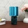 Desk Lamp Blue Carved Base with Modern Shade