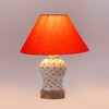 Devansh Conical Orange Cotton Shade Lamp With Wood & Mosaic Glass Base For Decoration/Office/Home/Gifting/Study For Decoration/Office/Home/Gifting/Study -(10X10X14.5) Inches -A