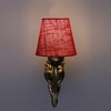 Devansh Metal Electric Wall Light in Antique Gold Colour with Maroon Shade Count of 1 Light