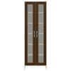 Atlanta Tall Crockery cum Bookshelf Cabinet with Toughened Glass Shutters in Coffee Walnut Colour