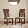 Diego Solid Wood Dining Chairs Set of 2 in Honey Finish with Macadamia Brown Colour
