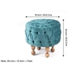 Louisville Acacia Wood Accent Round Set of 2 Pouf Stools in Turquoise