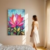 Abstract Folk Lotus Koi Fish Canvas Wall Art 22 x 34 Inch