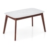 Lunar Solid Wood and Carrara White 6 Seater with 6 Lunar Dining Chair (Finish: Honey, Colour: Urban Grey Premium Chenille)