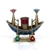 Desert Art Metal Handpainted Multicolour Boat Pen Stand