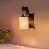 Devansh Solid Wood Electric Wall Light in Brown Colour with Beige Shade Count of 1 Light