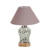 Devansh Conical Grey Cotton Shade Lamp With Wood & Mosaic Glass Base For Decoration/Office/Home/Gifting/Study For Decoration/Office/Home/Gifting/Study -(10X10X14.5) Inches -A