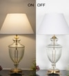 Mystic Hand Cut Rippled Glass And Brass Casted Metal Table Lamp With White Cotton Shade