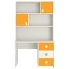 Flora Kids Study Desk cum Bookshelf with Shuttered Cabinets Open Shelves and Drawers in Ivory Mango Yellow Colour