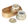Bird Print Metal Jar With Basket Set Of 3 In Multicolor Colour