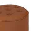 Rene Tuffed Pouffee In Mango Walnut Finish with Nappa Tan Leatherette Colour