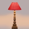 Devansh Pink Jute Table Lamp With  Wood Natural Base (10X10X21 Inches)-35