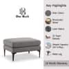 Doe Buck Minimal Luxe Ottoman Bench in Grey Colour Fabric with Dark Wood Legs