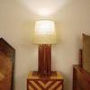 Palisade Brown Wooden Table Lamp with White Fabric Lampshade